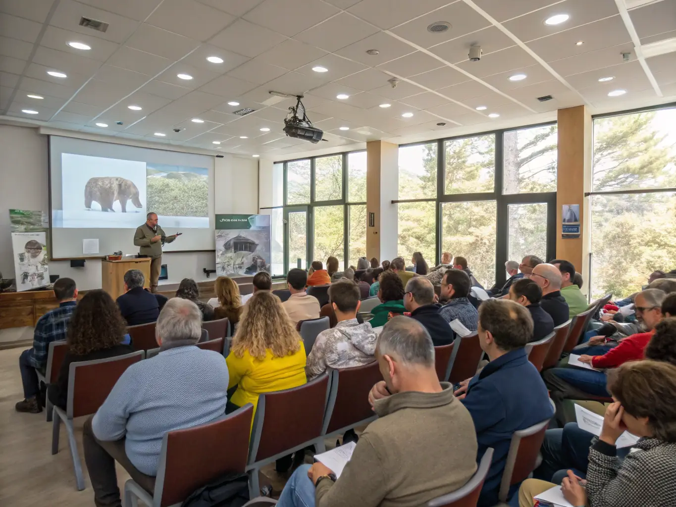 A photograph capturing a community workshop where participants are learning about sustainable hunting practices and wildlife conservation techniques, organized by AMICALE DES CHASSEURS DE GENOUILLAC MAZIERES.