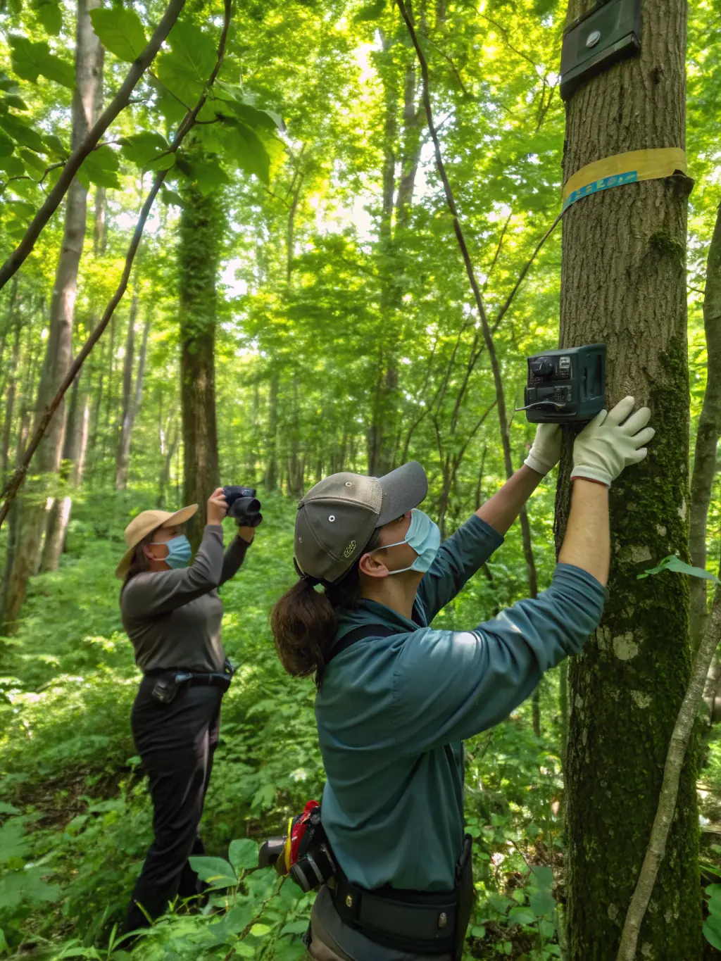 A photo of a volunteer removing an illegal animal trap from the forest, showcasing the poaching prevention efforts of AMICALE DES CHASSEURS DE GENOUILLAC MAZIERES.